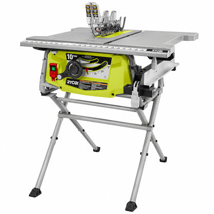 RYOBI 15 Amp 10 in Compact Portable Corded Jobsite Table Saw with Folding Stand RTS12