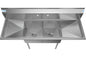 Koolmore 60 in. Freestanding Stainless Steel 2 Compartments Commercial Sink with Drainboard