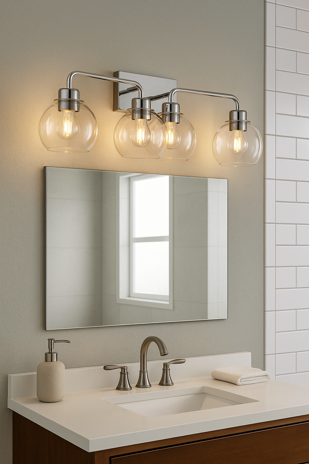 Hampton Bay Vista Heights 28 in. 4 Light Polished Chrome Vanity Light