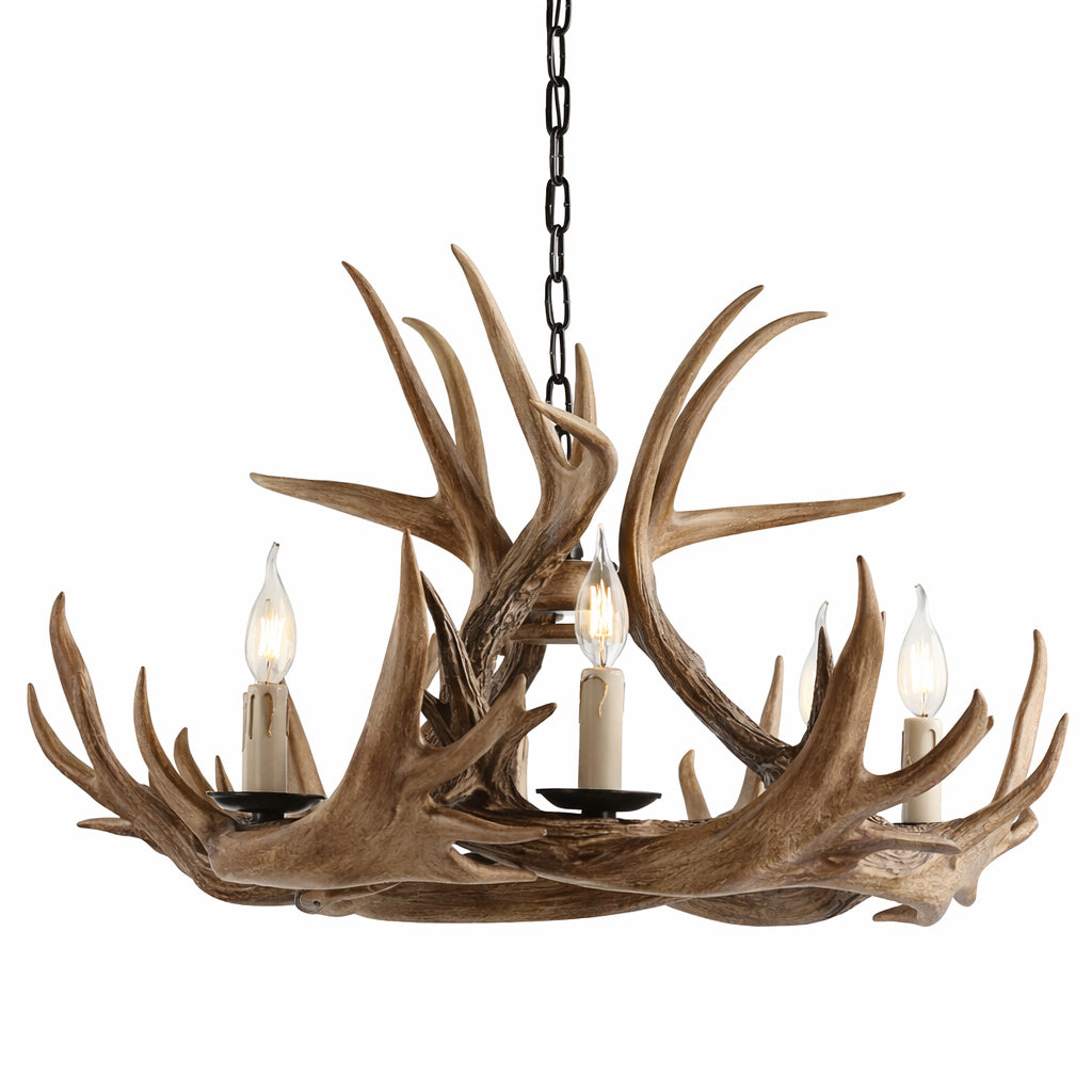 Jonathan Y Eldora 28 5 In 6 Light Adjustable Resin Antler 6 Light Brown Chandelier