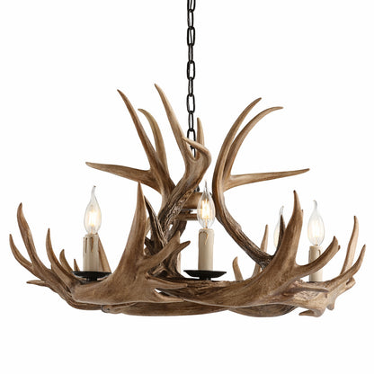 Jonathan Y Eldora 28 5 In 6 Light Adjustable Resin Antler 6 Light Brown Chandelier