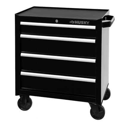 Husky 26.5 in. W x 18 in. D Standard Duty 4-Drawer Rolling Tool Cabinet in Gloss Black