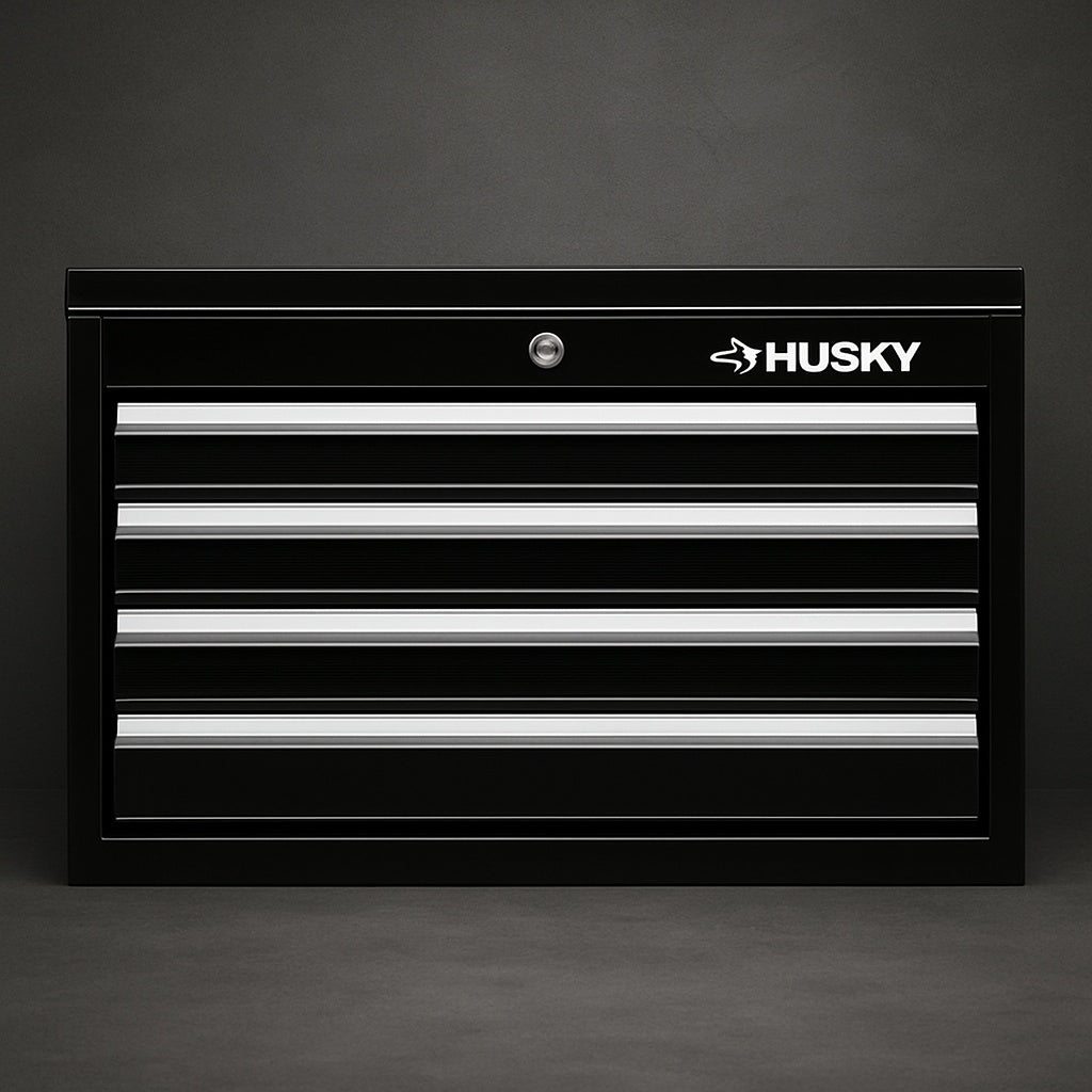 Husky 26 in W x 12 in D Standard Duty 4 Drawer Top Tool Chest in Gloss Black