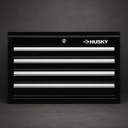 Husky 26 in W x 12 in D Standard Duty 4 Drawer Top Tool Chest in Gloss Black