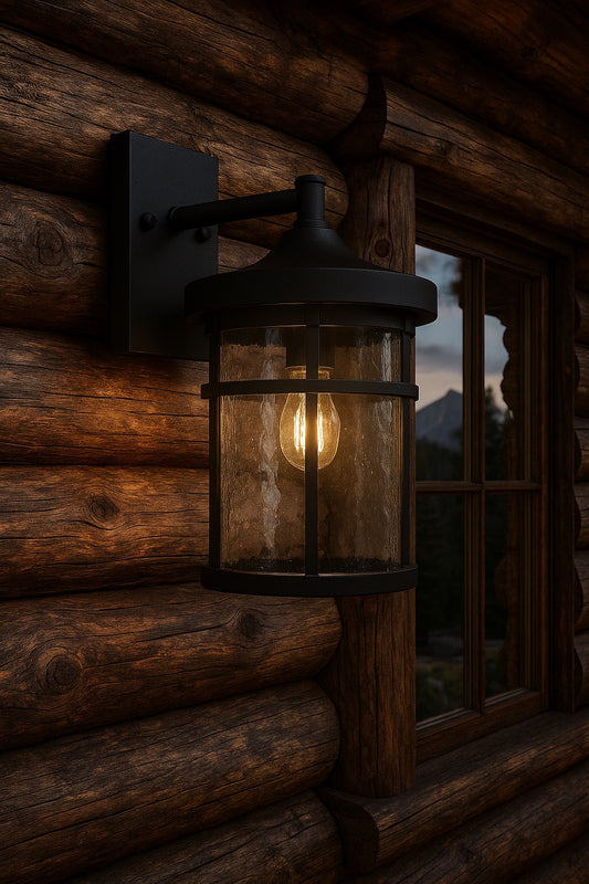 JONATHAN Y Campo Medium 11 5 in Black Integrated LED Outdoor Wall Lantern Crackled Glass Metal Sconce JYL7449A/310163175 819727028156 JONATHAN Y