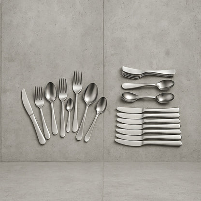 Home Decorators Collection Maywood 45 Piece Stainless Steel Flatware Set Service for 8 KS0989 45P/310200091 840082800088 Home Decorators Collection