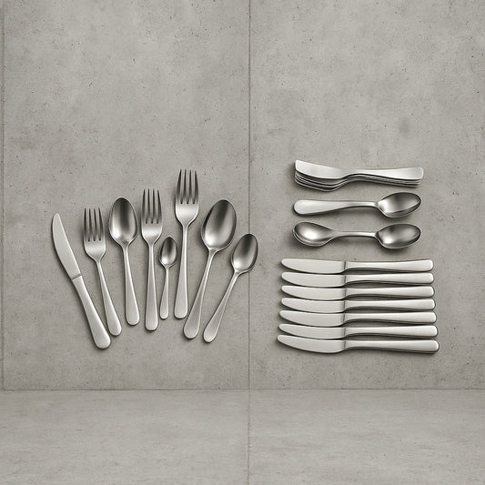 Home Decorators Collection Maywood 45 Piece Stainless Steel Flatware Set Service for 8 KS0989 45P/310200091 840082800088 Home Decorators Collection