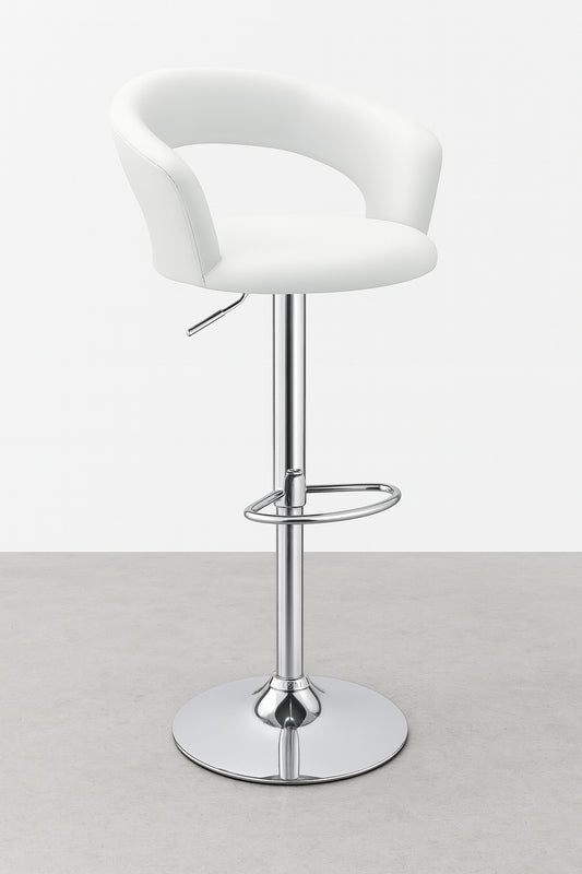 Coaster Upholstered Bar Stool with Adjustable Height White and Chrome