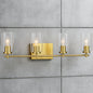 Adley Collection 32 in. 4 Light Gold Satin Brass Clear Glass New Traditional Bathroom Vanity Light P300157 012