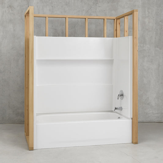 Maui 60 in. L x 30 in. W x 76.5 in. H Rectangular Tub/Shower Combo Unit Left Hand in White