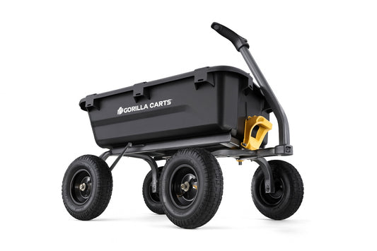 GORILLA CARTS 7 cu. ft. (40 in. x 27 in. x 11 in.), Patented Poly Bed Dumping Garden Cart, 1200 lbs. Capacity, Pull/Tow Handle Design
