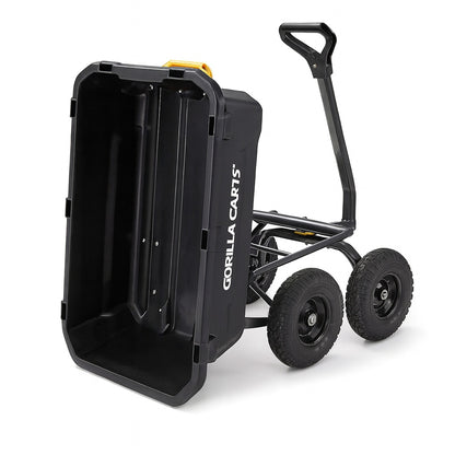 GORILLA CARTS 7 cu. ft. (40 in. x 27 in. x 11 in.), Patented Poly Bed Dumping Garden Cart, 1200 lbs. Capacity, Pull/Tow Handle Design
