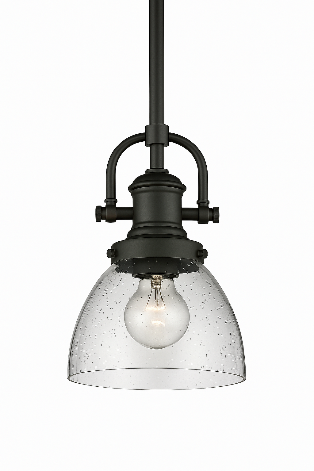 Golden Lighting Hines 1 Light Rubbed Bronze Standard Mini Pendant with Glass Shade 3118 M1L RBZ SD/310534108 844375074514 Golden Lighting
