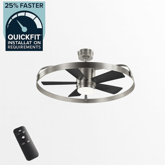 Harrington 36 in. White Color Changing Integrated LED Brushed Nickel Ceiling Fan with Light Kit and Remote Control