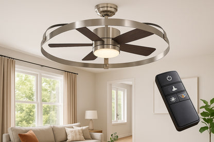 Harrington 36 in. White Color Changing Integrated LED Brushed Nickel Ceiling Fan with Light Kit and Remote Control