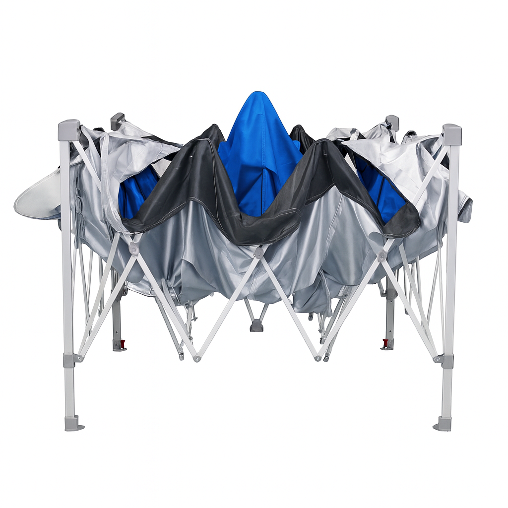 Everbilt 12 ft. x 12 ft. Blue Mega Shade Pop-Up Canopy with Grey Trim