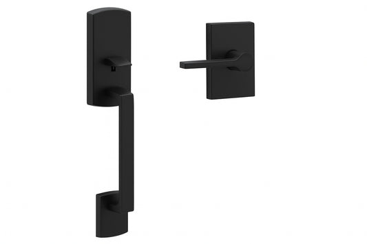 Century Matte Black Door Handleset Grip With Latitude Door Handle And Century Trim FE285 g Cen 622 Lat Cen
