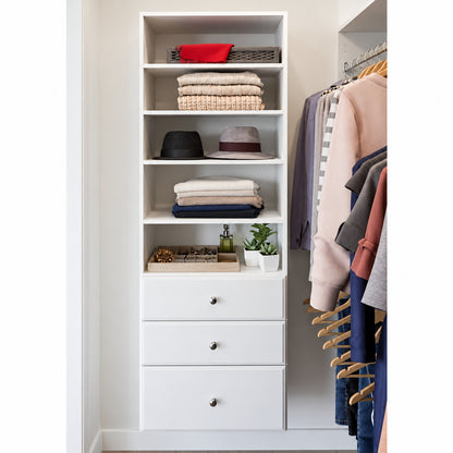 Closet Evolution Premier 25 in W Classic White Tower Unit Wall Mount 6 Shelf Wood Closet System
