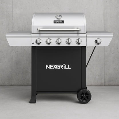 5 Burner Propane Gas Grill in Stainless Steel with Side Burner and Condiment Rack 720 0888S