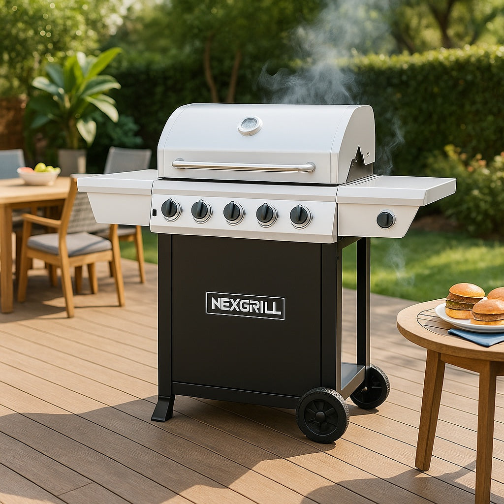 5 Burner Propane Gas Grill in Stainless Steel with Side Burner and Condiment Rack 720 0888S