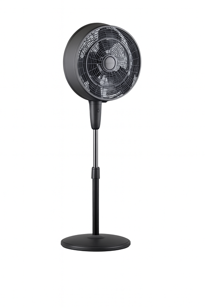 NewAir 18 in. 3-Speed Wide-Angle Oscillating Outdoor Misting Fan and Pedestal Fan for Cool Down 500 sq. ft. - Black