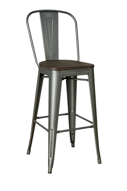 StyleWell Finwick Matte Gunmetal Backed Bar Stool with Dark Wood Seat Set of 2 CW827A 29 GMM/311174982 6972233520935 StyleWell
