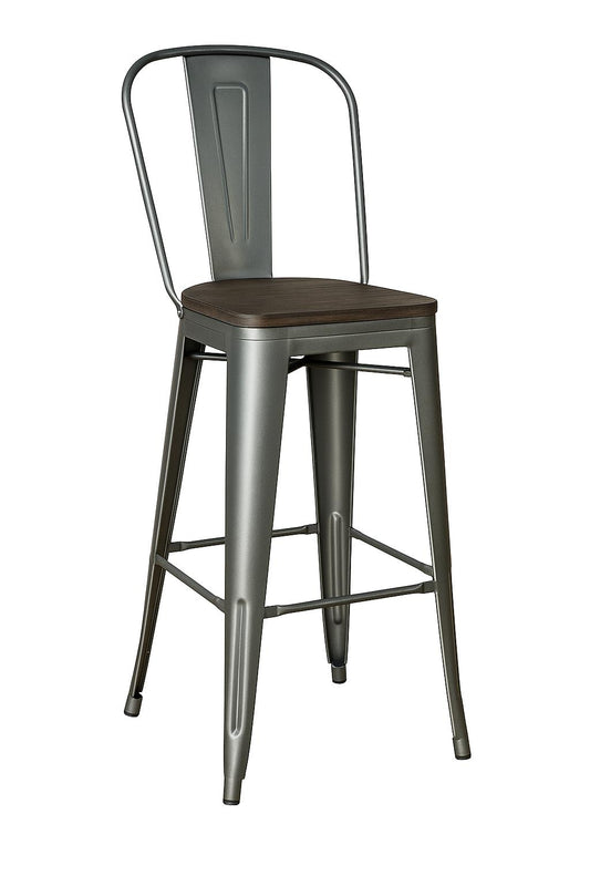 StyleWell Finwick Matte Gunmetal Backed Bar Stool with Dark Wood Seat Set of 2 CW827A 29 GMM/311174982 6972233520935 StyleWell