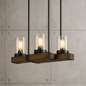 LNC Modern Farmhouse Chandelier 3 Light Black Rustic Wood Beam Linear Island Pendant Lighting with Seeded Glass Shades A03527/311284284 811159034026 LNC