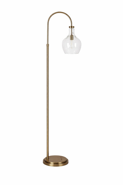 Meyer Cross Verona Arc 65 In Brass Floor Lamp With Seeded Glass Shade