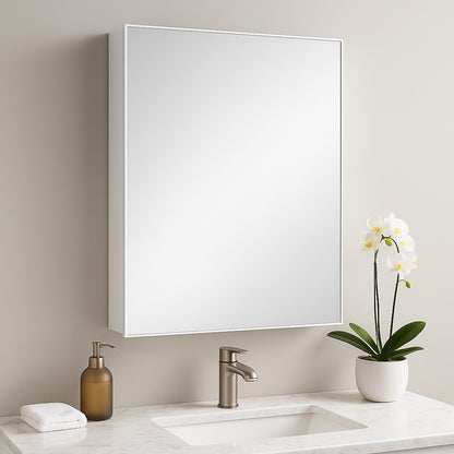 Glacier Bay 19 5 8 In X 26 In Rectangular Recessed Or Surface Mount Beveled Frameless Medicine Cabinet With Mirror
