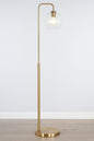 Meyer&Cross Harrison 62 in. Brass Finish Arc Floor Lamp with Glass Shade