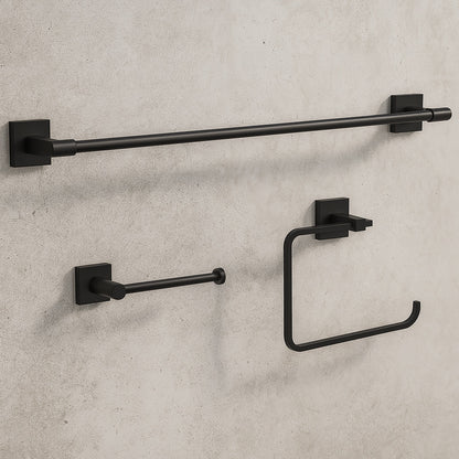 Maxted 3-Piece Bathroom Hardware Set 24 in. Towel Bar, Toilet Paper Holder, Towel Ring, Matte Black