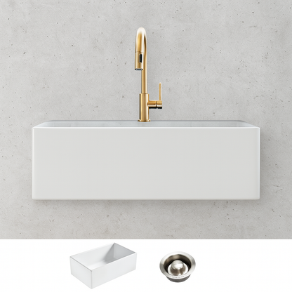 Sinkology Bradstreet Ii 30 In Farmhouse Apron Front Undermount Single Bowl Crisp White Fireclay Kitchen Sink With Disposal Drain