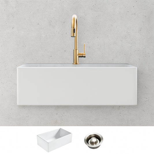 Bradstreet II 30 in. Farmhouse Apron Front Undermount Single Bowl Crisp White Fireclay Kitchen Sink with Disposal Drain
