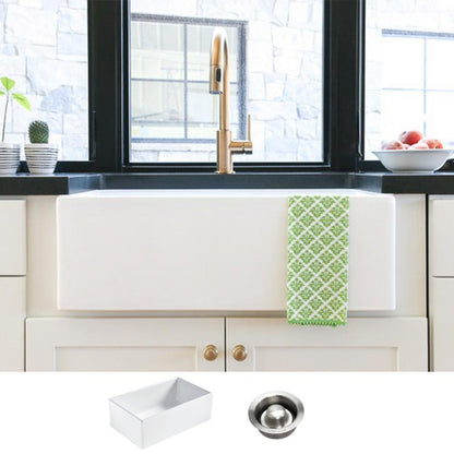 Bradstreet II 30 in. Farmhouse Apron Front Undermount Single Bowl Crisp White Fireclay Kitchen Sink with Disposal Drain