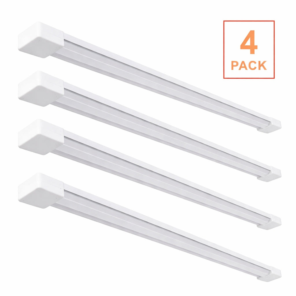 Commercial Electric 3 Ft 30 Watt 4000K Bright White 1 Light 3000 Lumens White Integrated Led Hanging Shop Light With Power Cord 4 Pack Shop