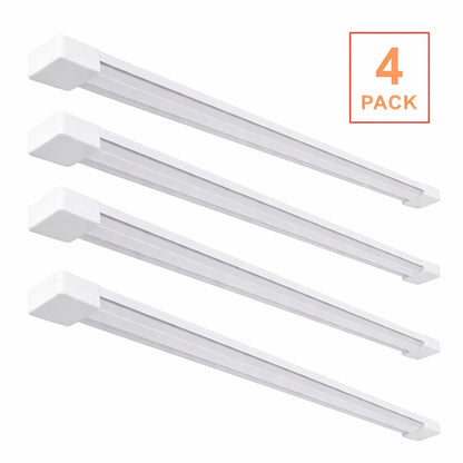 Commercial Electric 3 Ft 30 Watt 4000K Bright White 1 Light 3000 Lumens White Integrated Led Hanging Shop Light With Power Cord 4 Pack Shop