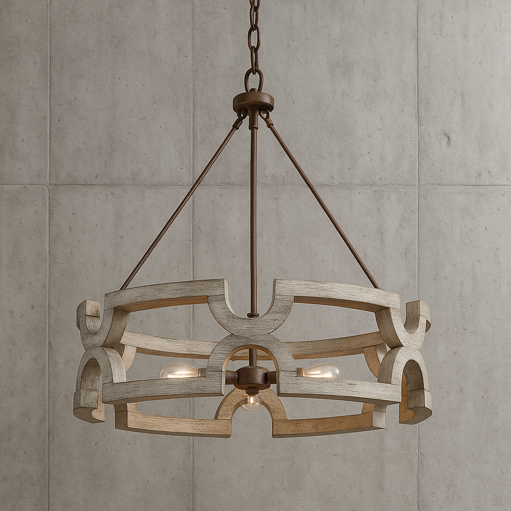 LNC Drum Wood Chandelier Large Brown Round Island Pendant Light Farmhouse Chandelier Rustic Dining Room Chandelier A03564/311482833 811159034682 LNC