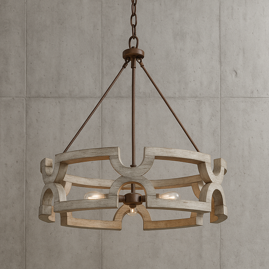 LNC Drum Wood Chandelier Large Brown Round Island Pendant Light Farmhouse Chandelier Rustic Dining Room Chandelier A03564/311482833 811159034682 LNC
