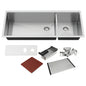 All-in-One Series Undermount Stainless Steel 48 in. Double Bowl Kitchen Sink in Brushed Finish with Accessories