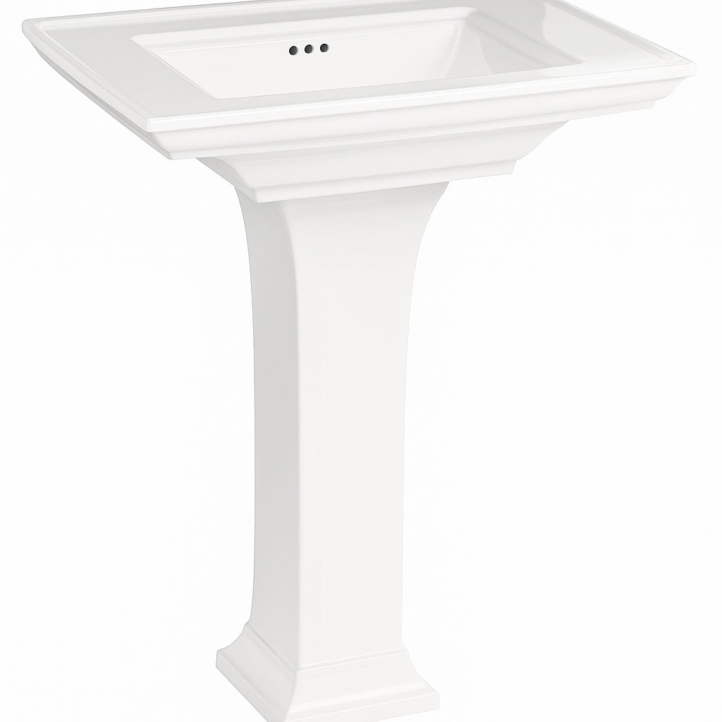American Standard Town Square S 4 in Faucet Hole Pedestal Sink in White
