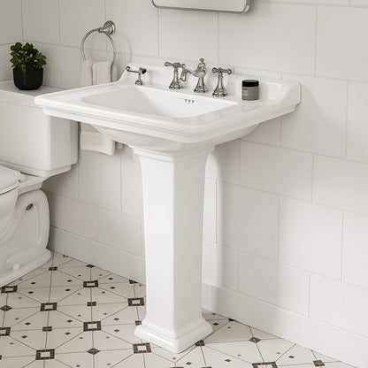 American Standard Town Square S 4 in Faucet Hole Pedestal Sink in White