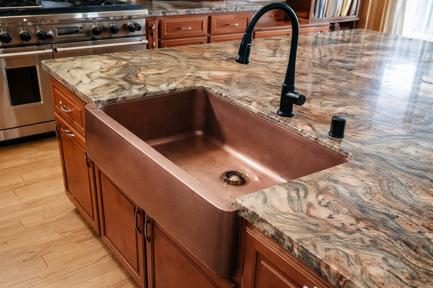 SINKOLOGY Adams 36 in Farmhouse Apron Front Undermount Single Bowl 16 Gauge Antique Copper Kitchen Sink