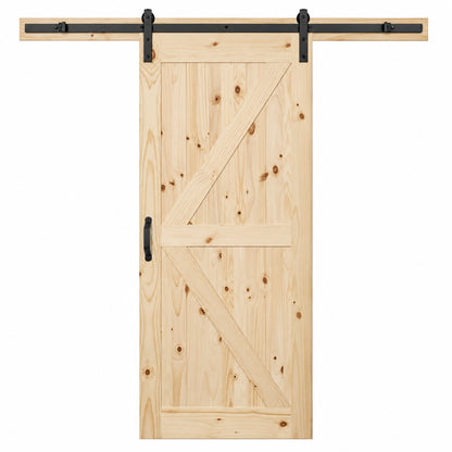 Masonite 36 in x 84 in 1 Panel K Bar Knotty Pine Wood Interior Sliding Barn Door Slab with Hardware Kit