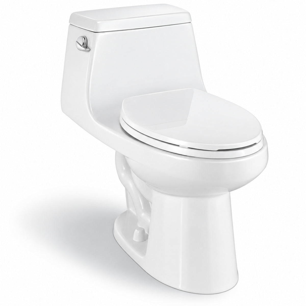 Glacier Bay McClure 12 in Rough In One Piece 1 28 GPF Single Flush Round Toilet in White Seat Included N2420R SF