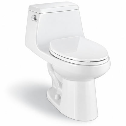 Glacier Bay McClure 12 in Rough In One Piece 1 28 GPF Single Flush Round Toilet in White Seat Included N2420R SF