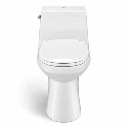 Glacier Bay McClure 12 in Rough In One Piece 1 28 GPF Single Flush Round Toilet in White Seat Included N2420R SF
