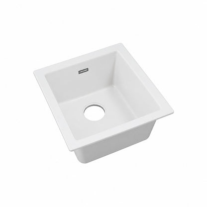Elkay Quartz Classic 16 in Drop In Undermount Single Bowl White Granite Quartz Composite Bar Sink Only ELG1616WH0