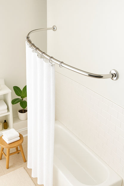 NeverRust 50 in. to 72 in. Aluminum Dual Mount Curved Shower Curtain Rod in Chrome