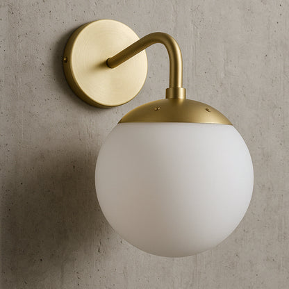 Zeno Globe Brushed Brass Wall Sconce with Clear Shade